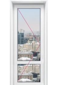 Пластиковая дверь входная с двумя стеклянными вставками и перегородкой - фото - 3